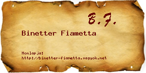 Binetter Fiametta névjegykártya